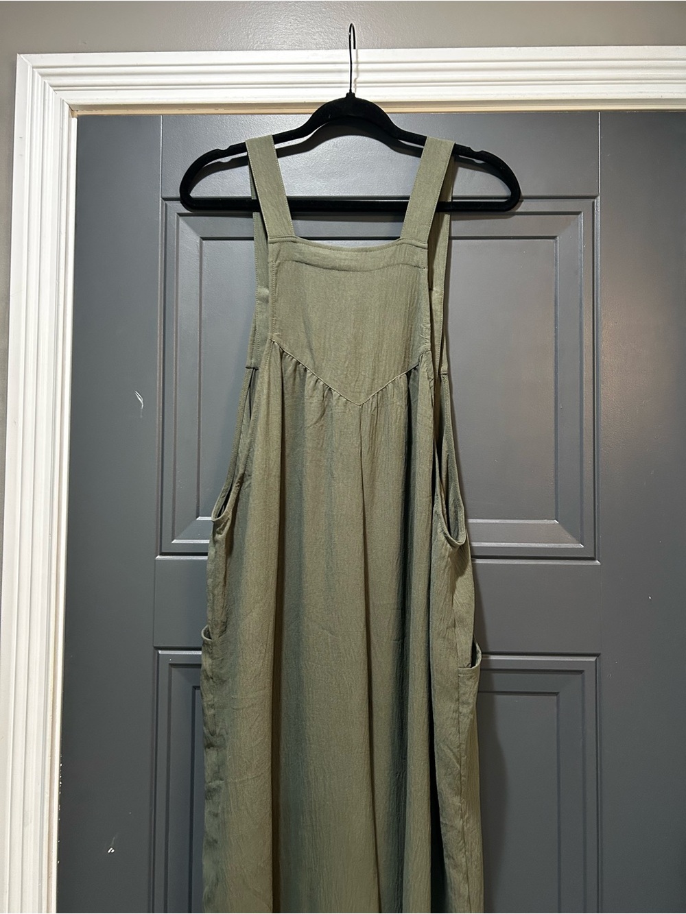 Olive Green Wide-Leg Overalls - Picture 5 of 5